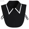 Women's Solid Colour Black White Vertical Small Flip Collar Versatile Shirt Jumper Jumper Fashion Lace False Collar Four Seasons