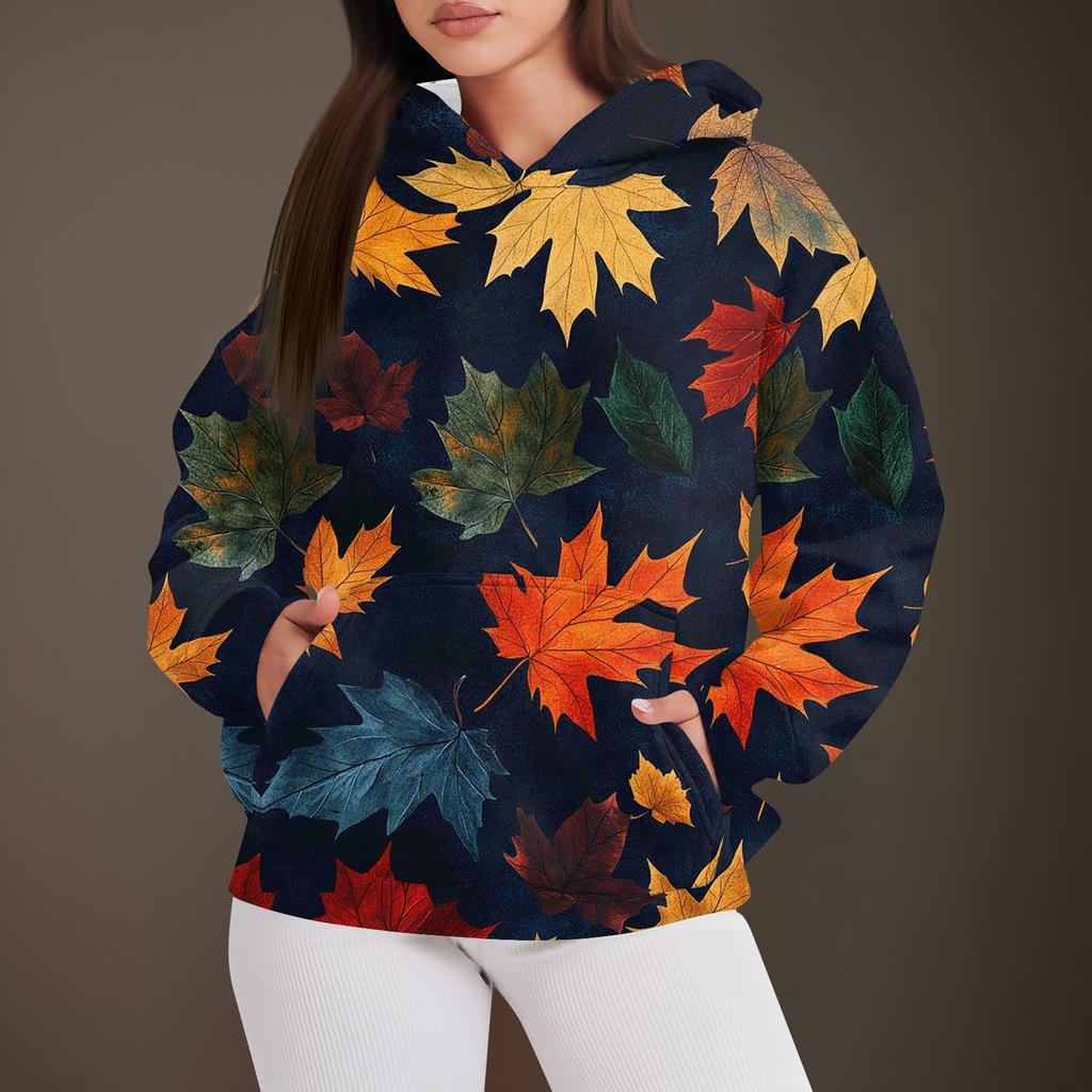 Women's Fashion Casual Pullover Hooded Sweatshirt  Printed Long Sleeve Sweatshirt