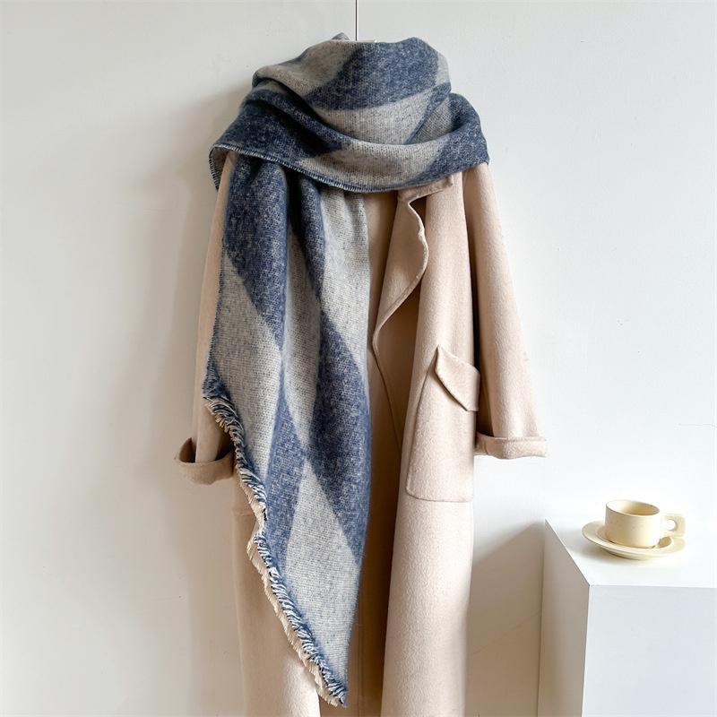 New Thickened and Elongated Winter Scarf Cashmere Feeling Shawl and Wraps Pashmina Neckerchief Bufanda Female Poncho 48Colors