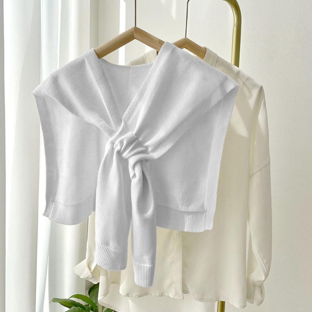 Cape Knitted Shawl Sunscreen Wool Scarves All-match Solid Color Scarf Outdoor