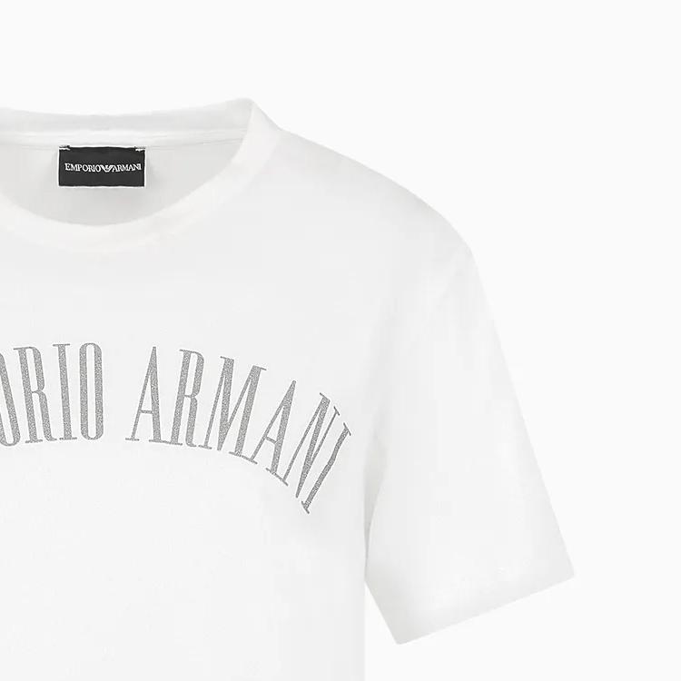 Emporio Armani Женская футболка с принтом букв логотипа, круглым вырезом и коротким рукавом, белая 3D2T7S-2JIDZ-10100