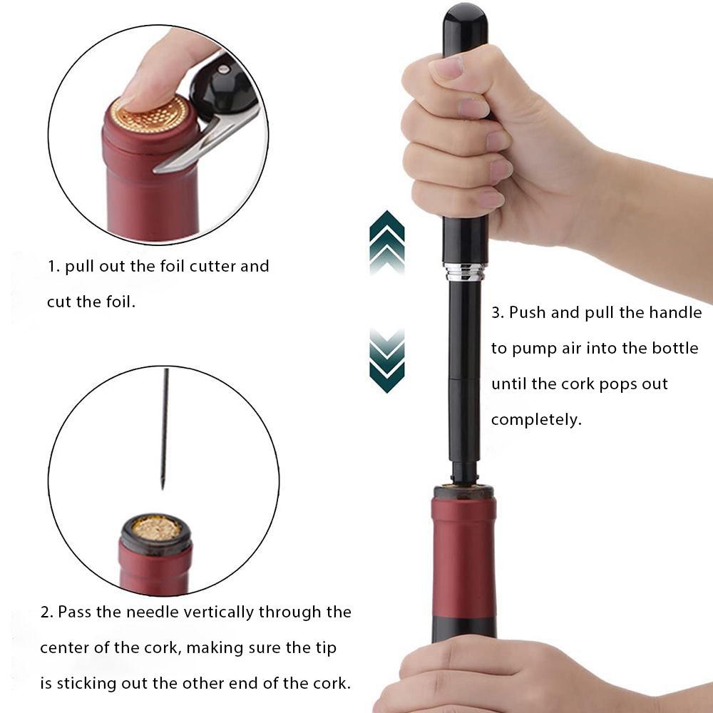 AIKARO Air Pump Открывалка для бутылок вина Профессиональный штопор с нагнетательным давлением и резаком для фольги