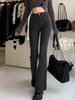 Black Gray High-waisted Flared Jeans Women's Retro Straight Elastic Slim Slim Wide-leg Flared Pants Female Trousers