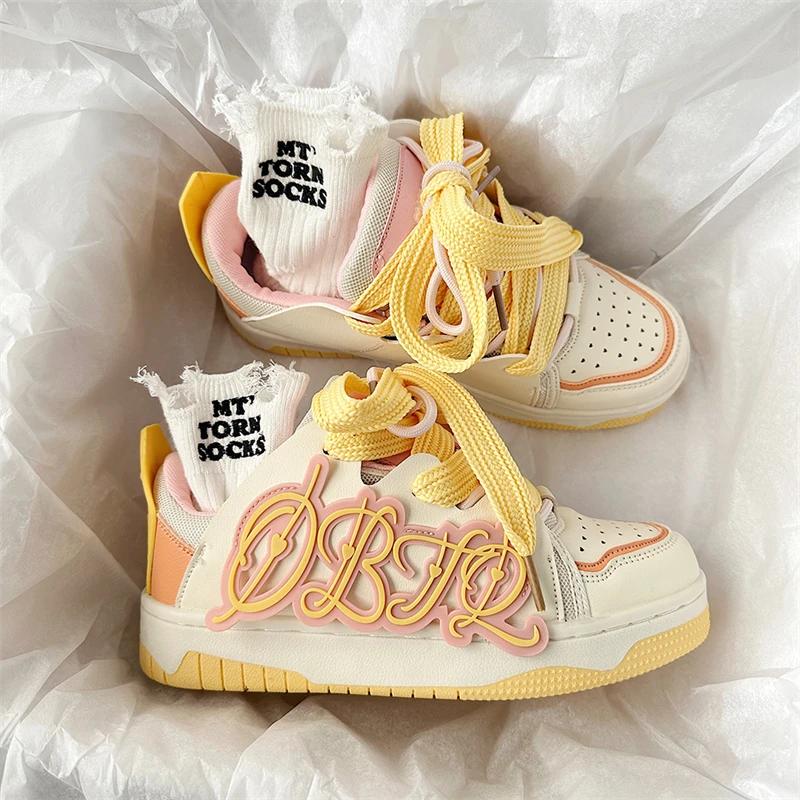 New Autumn and Winter Women's Casual Versatile Low Top Thick Sole Board Shoes Couple Outdoor Leather Sports Shoes Size35-44