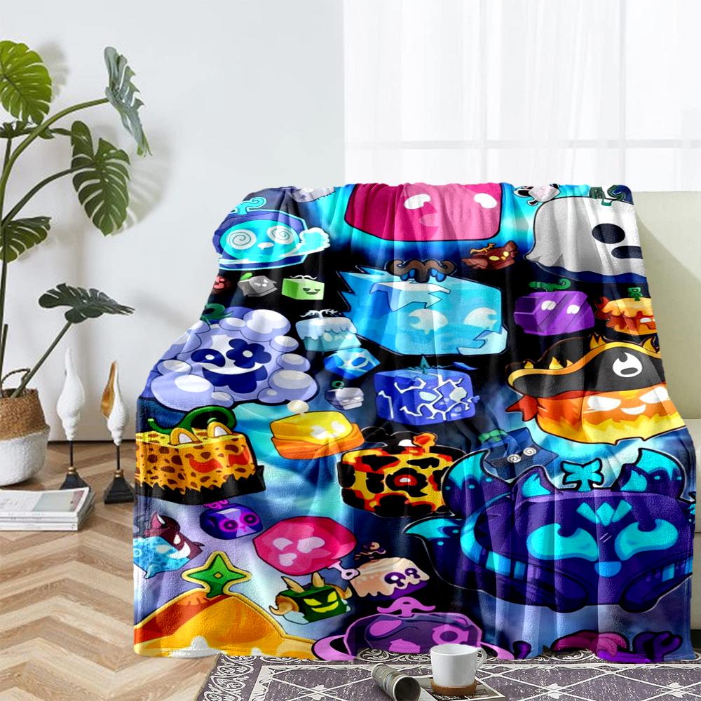 Blox Fruits Theme Printed Blanket - Perfect for Couch, Bed, Travel & Outdoor Use | Machine Washable, Cozy & Durable.