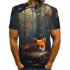 Harajuku Galaxy Animal Wolf Fire Forest Totem Printing Women Men Short Sleeve T-Shirt Boy Girl Cool Tshirt Female Casual Clothes