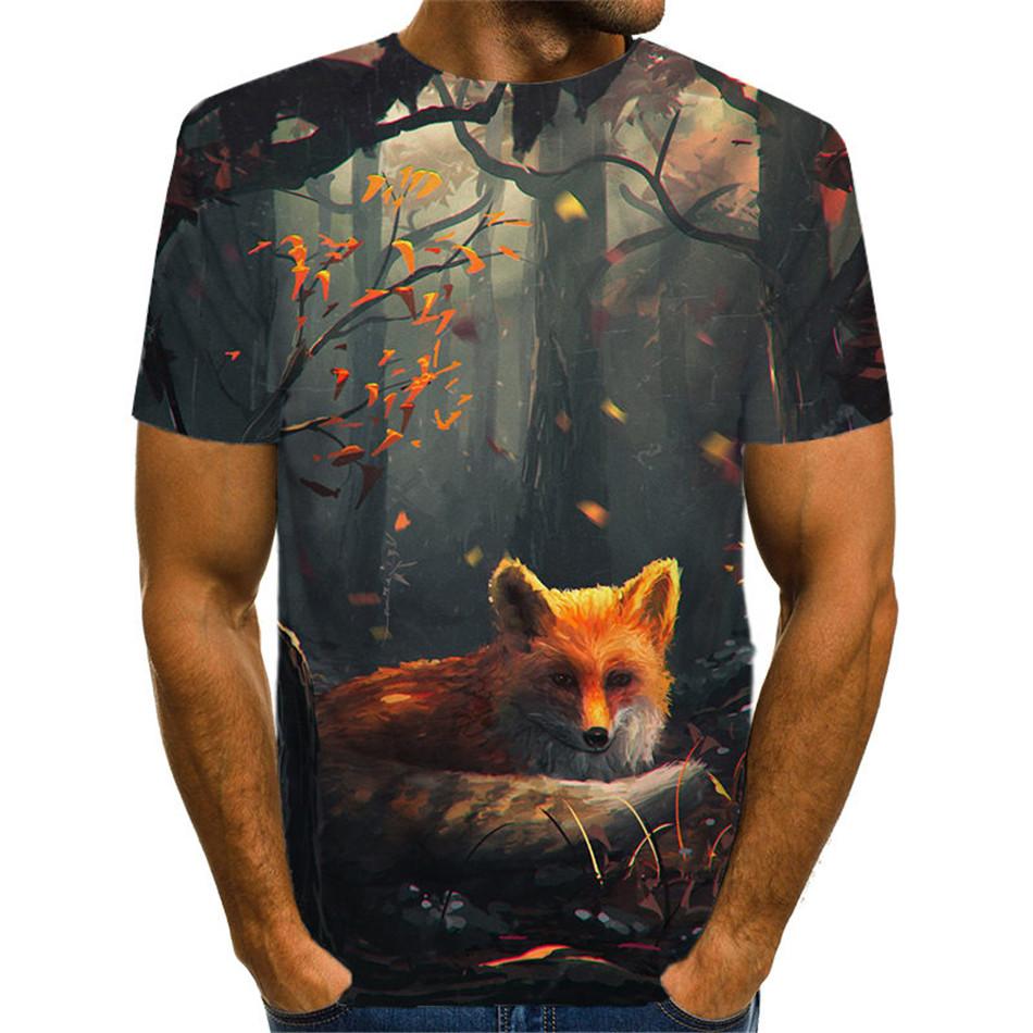 Harajuku Galaxy Animal Wolf Fire Forest Totem Printing Women Men Short Sleeve T-Shirt Boy Girl Cool Tshirt Female Casual Clothes
