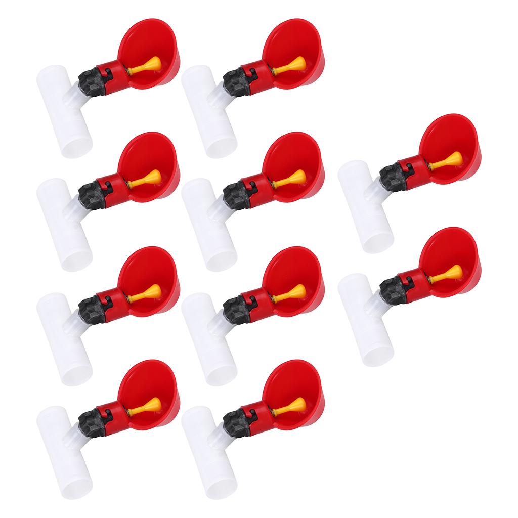 10 шт. автоматических чашек для поения кур, поилка для кур, тройник 1/2 дюйма, инструменты для кормления кур, красный