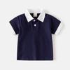Children's Summer Boys Short Shirt, Children's Short-sleeved T-shirt, Baby Contrasting Lapel Top