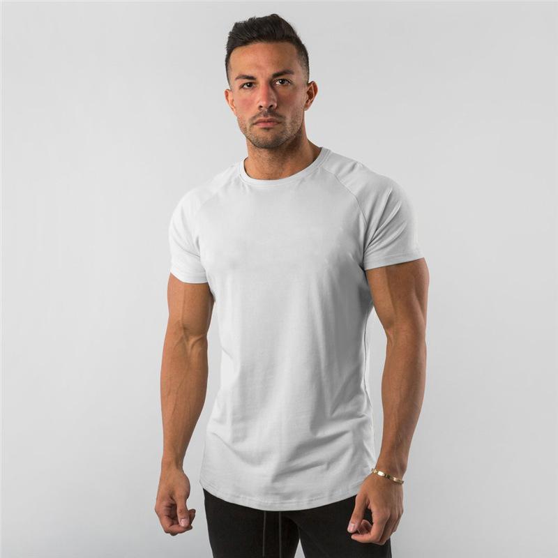 Summer Fitness Sports Short Sleeve T-shirt Work Clothes Solid Color European and American Men's Top