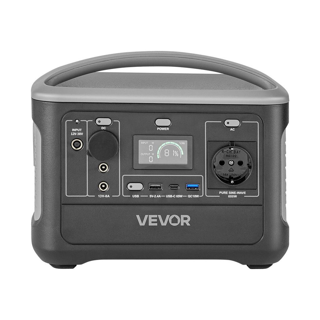 Portable Power Station, 600W Solar Generator Power Station, 493Wh LiFePO4 Battery Backup with 7 Output Ports for Home Emergency, Outdoor Camping, RV