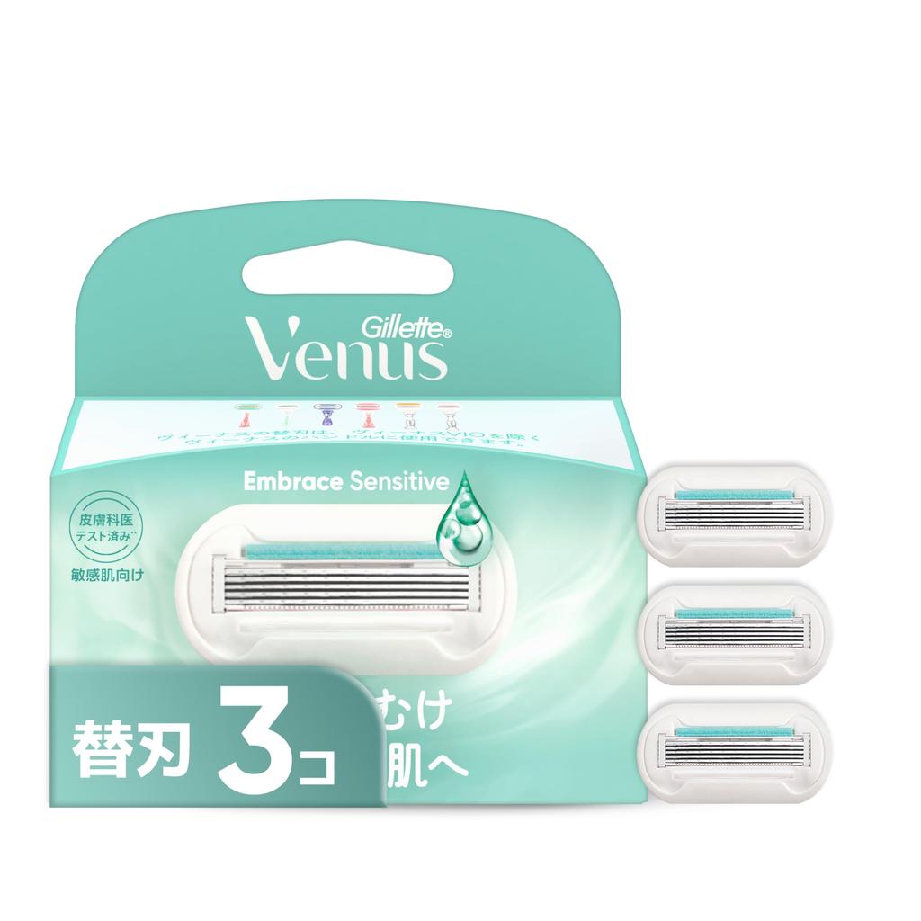 Gillette Venus VENUS Бритва для Подходит для Чувствительной для Гладких Сменные Лезвия Embrace Sensitive (Венера) Женщины, Кожа, Кожа, (3 упаковки),