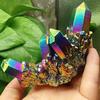 Natural Quartz Crystal Rainbow Titanium Cluster Mineral Specimen Healing Stone