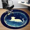 1PC Cosmic Cat Pattern Office Round Area Rug, Mat Suitable For Office, Under Office Chairs Bedroom Living Room Home Decor, Room Deco