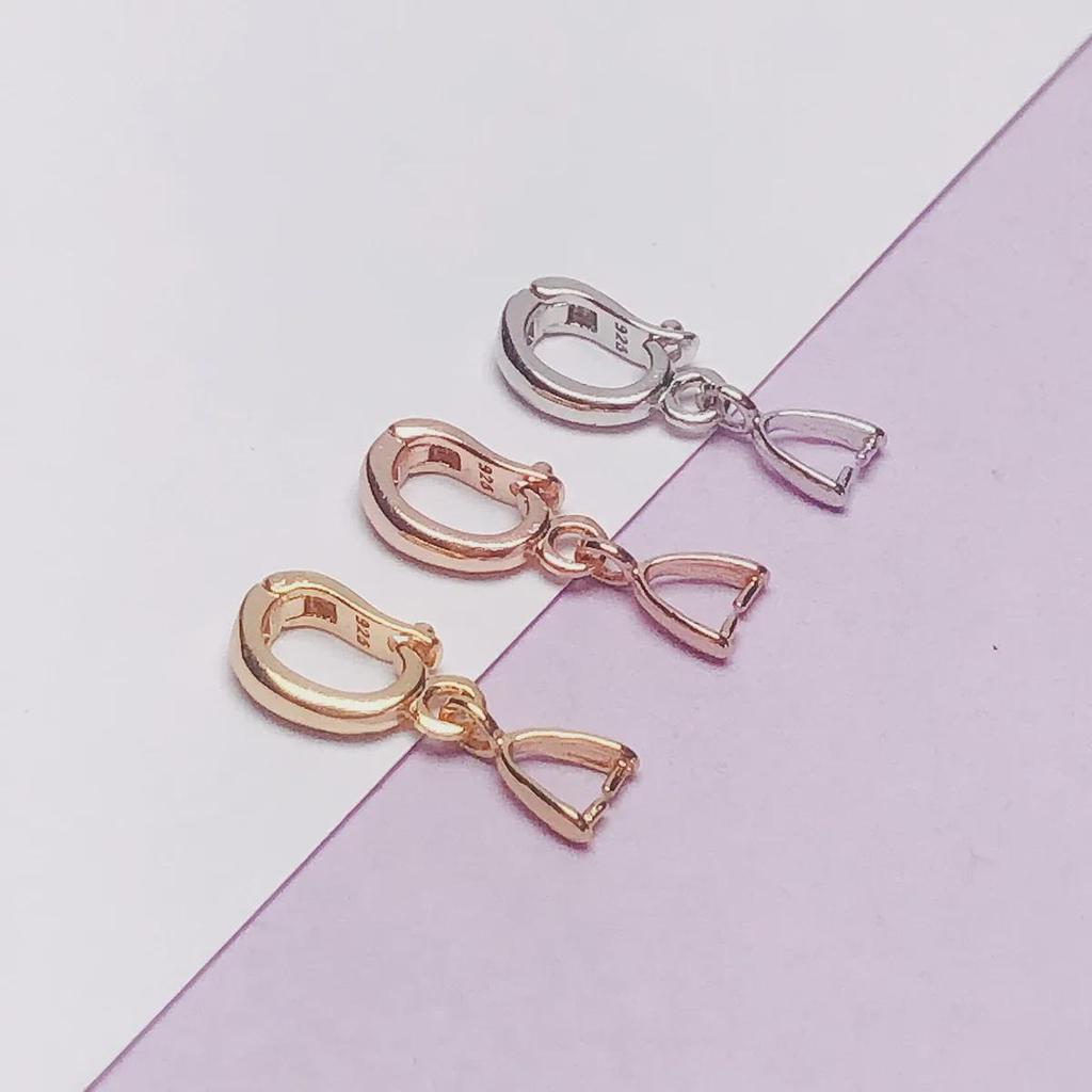 Серебряная застежка-клипса двойная из стерлингового серебра 925 пробы для подвески и нефритовых аксессуаров