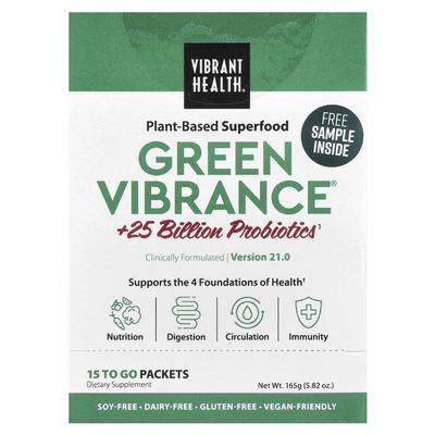 Green Vibrance +25 миллиардов пробиотиков, версия 19.0, 15 упаковок, 5,96 унций (168,9 г)