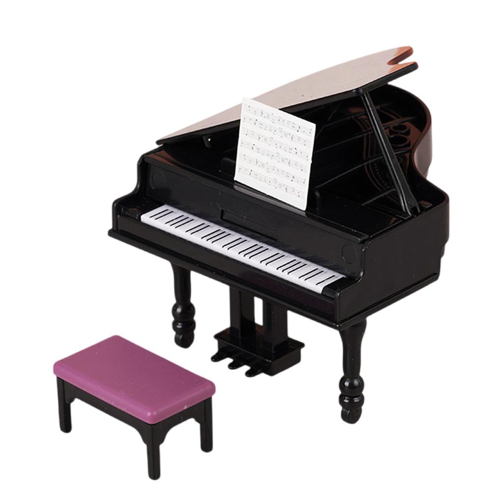 Piano Instrument Pretend Play for Kids Role Furniture Model Toy 1:12 Scale Vintage Piano Play Dollhouse