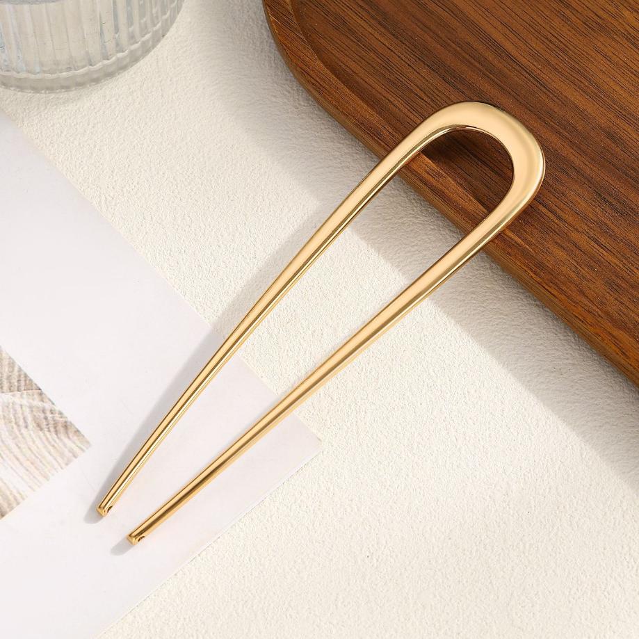 U-образная вилка для волос Элегантная Золотисто-серебристого цвета Сплав Длинные Густые Волосы Прическа Пучок Французские Заколки Зажимы Женские Девичьи Аксессуары для волос