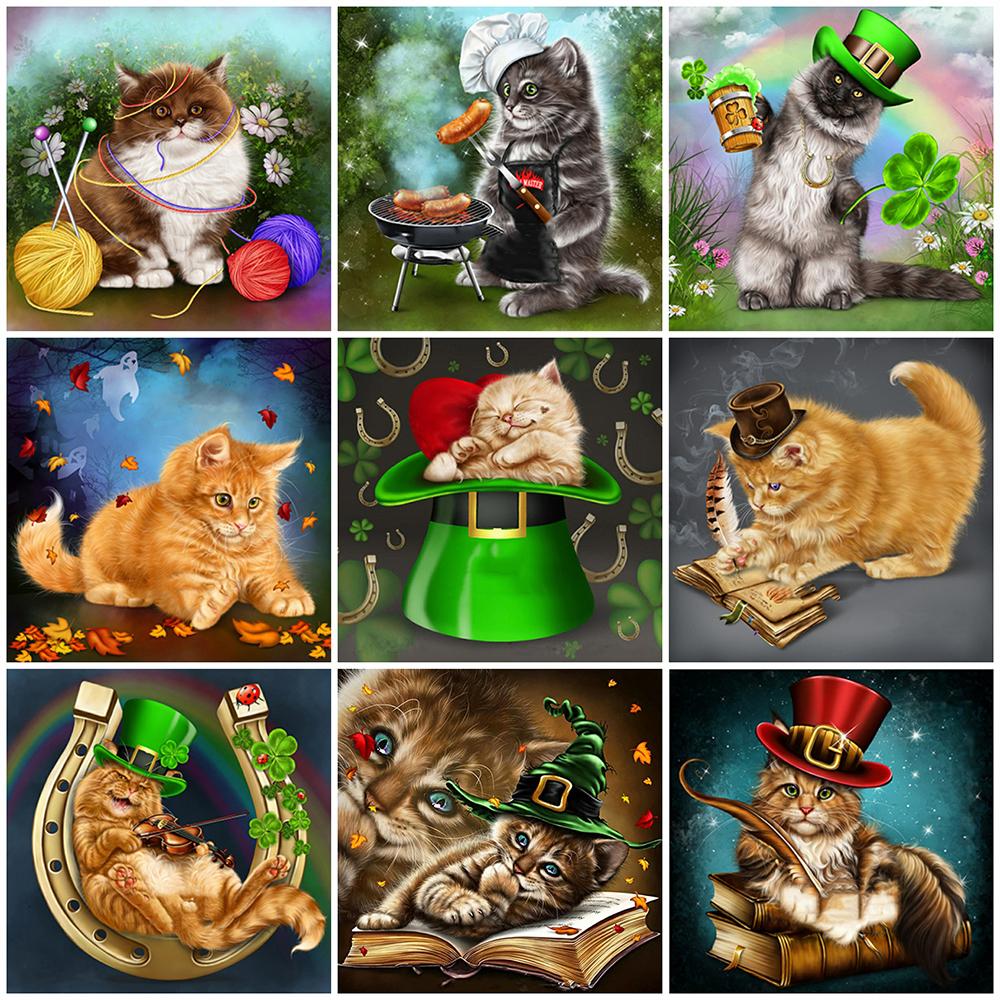 5D DIY Алмазная картина Кошка Наборы для вышивки крестом Алмазная вышивка Животное Рукоделие Мозаика Полный квадрат Декор для дома