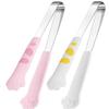 Froiny Cat Paw Food Tongs, Heat-Resistant Stainless Steel BBQ Tongs, Cute Design, Set of 2