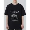 Oversized T Shirt Black F Caw F Raven Graphic Print Casual Streetwear Top for Men and Women