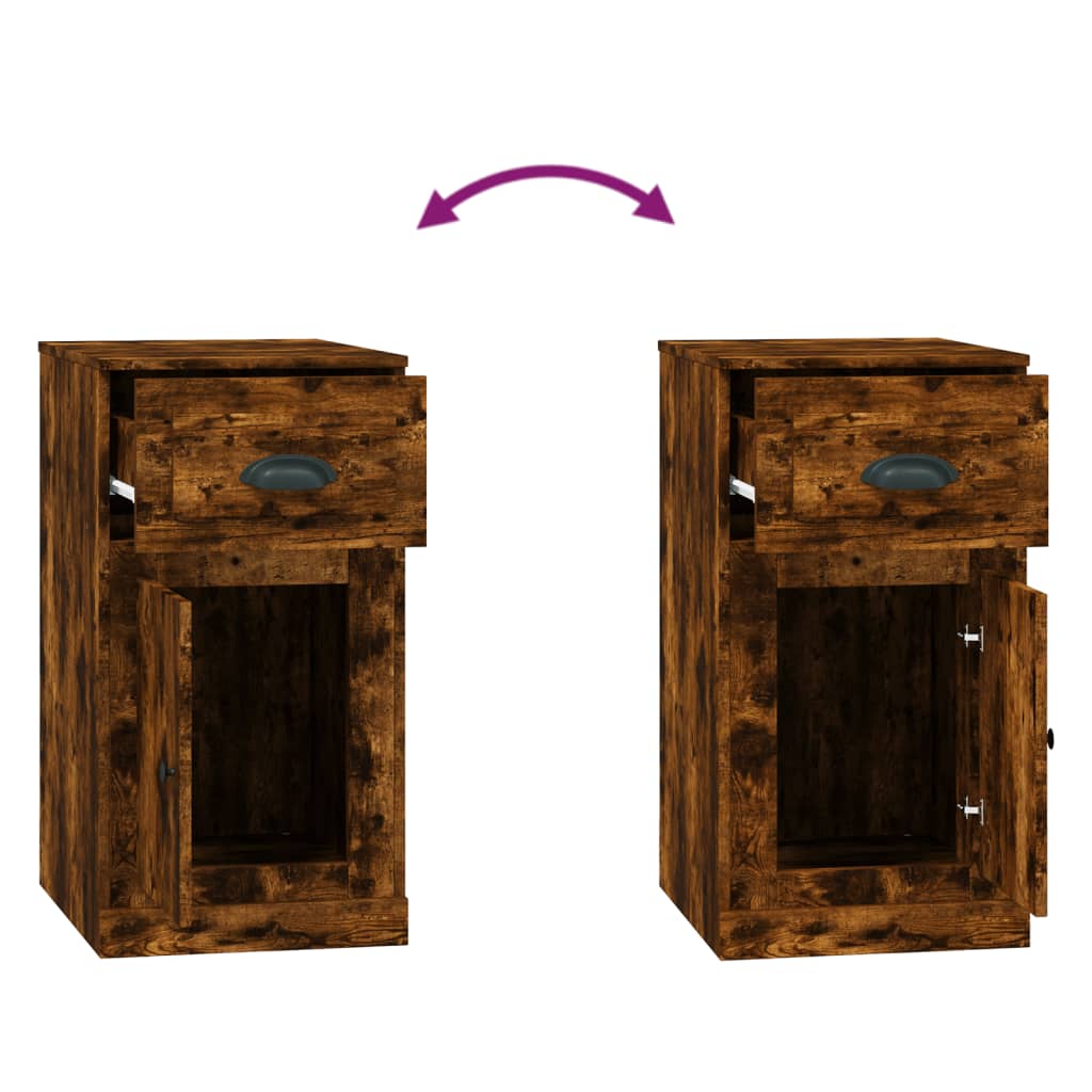 Sideboard with Drawer Smoked Oak Finish 40 x 50 x 75 cm