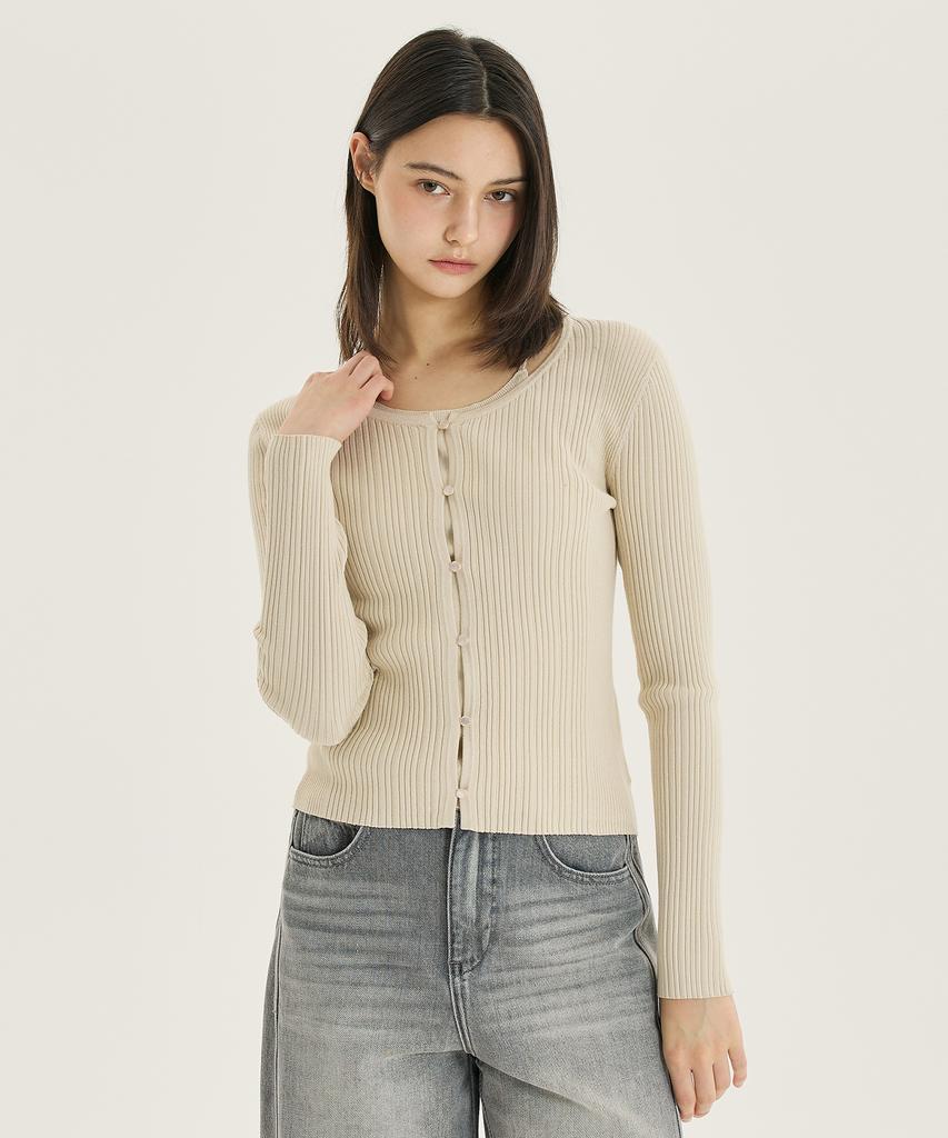 MIND BRIDGE WOMEN [W] Halterneck Sleeveless Cardigan Layered Knit - 2 Colors