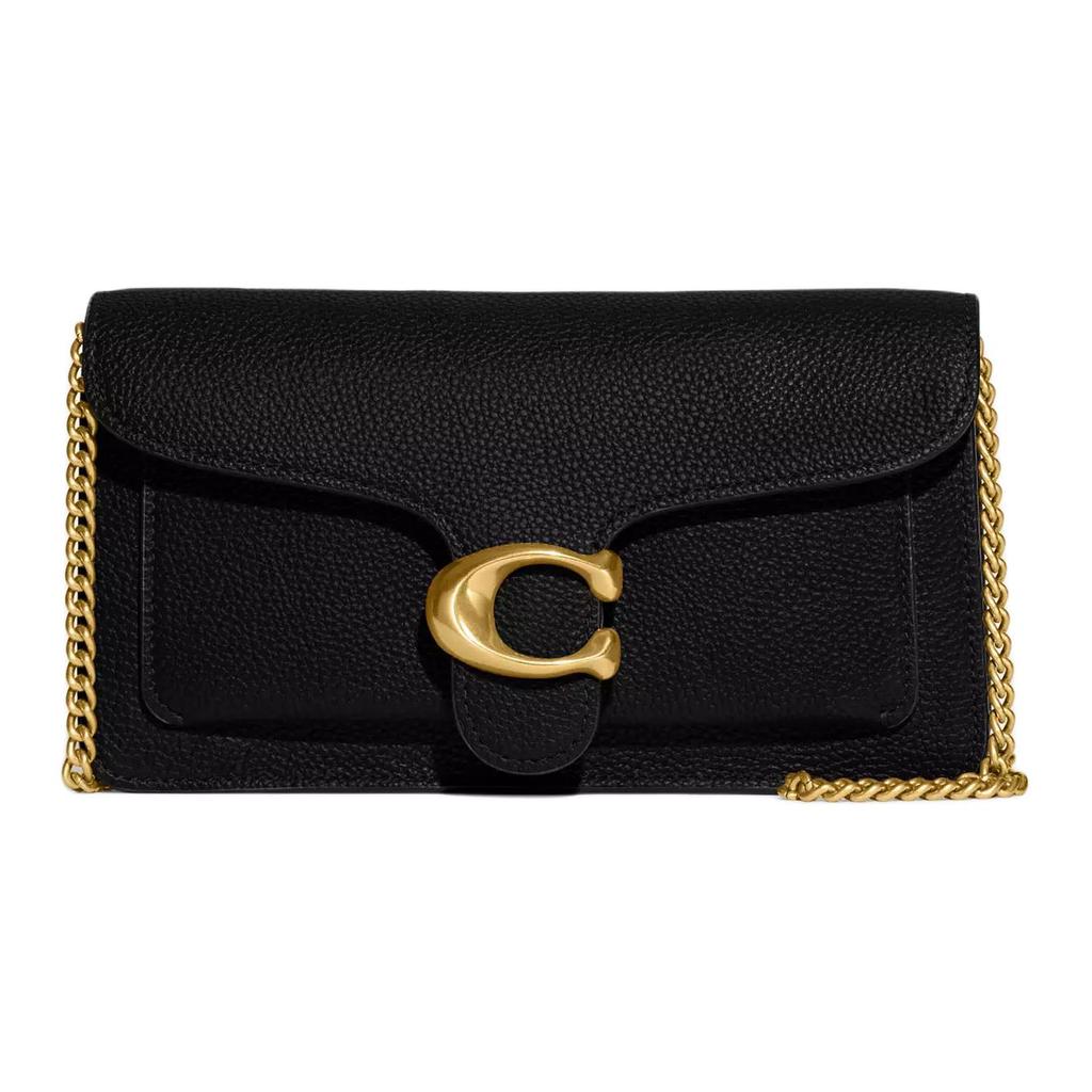 New COACH Chain Cow Leather One Shoulder Crossbody Clutch Trumpets Women's Black CE772-B4BK
