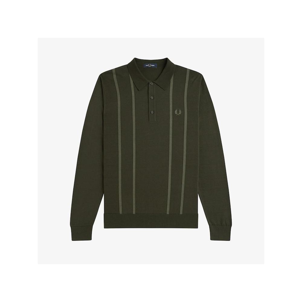 Fred Perry [sharp] Трикотажная рубашка в вертикальную полоску, охотничий зеленый Afpm2436537 408 qzgAfpm2436537 408