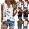 Fashion Womens Loose Summer Plain V Neck Button Button Sleeveless Casual Tops