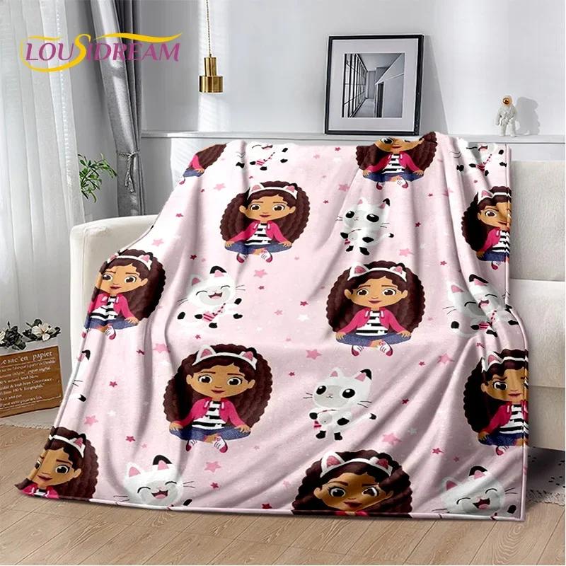 Cute Gabbys Dollhouse Cartoon Blanket,Soft Throw Blanket for Home Bedroom Bed Sofa Picnic Travel Office Rest Cover Blanket Gift