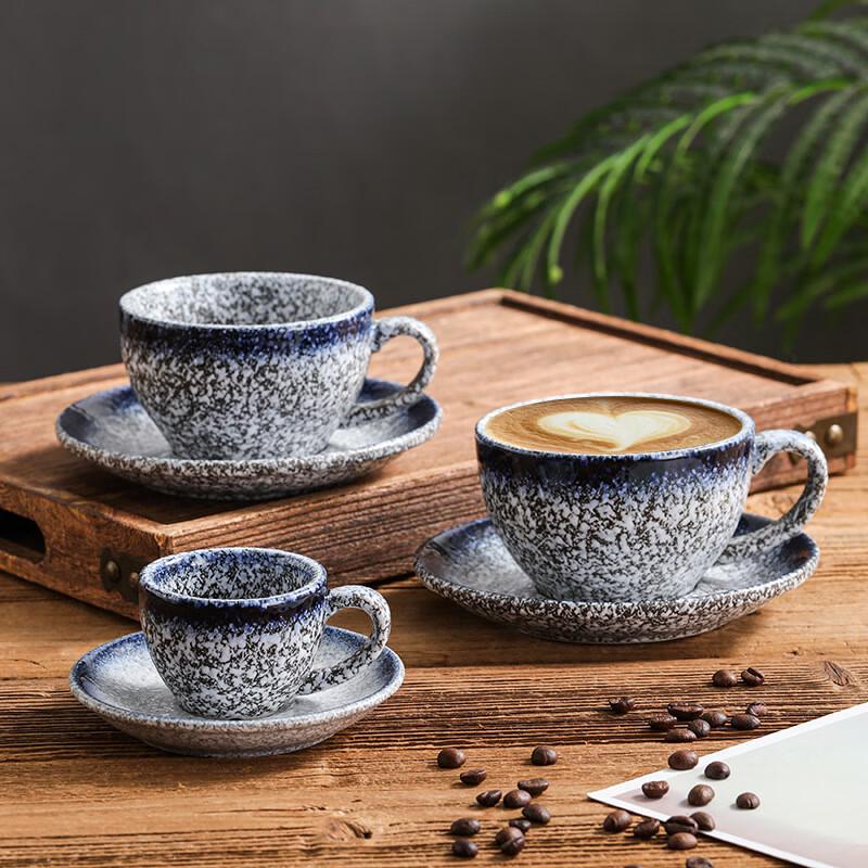 Retro Japanese Ceramic Coffee Cup and Saucer Set