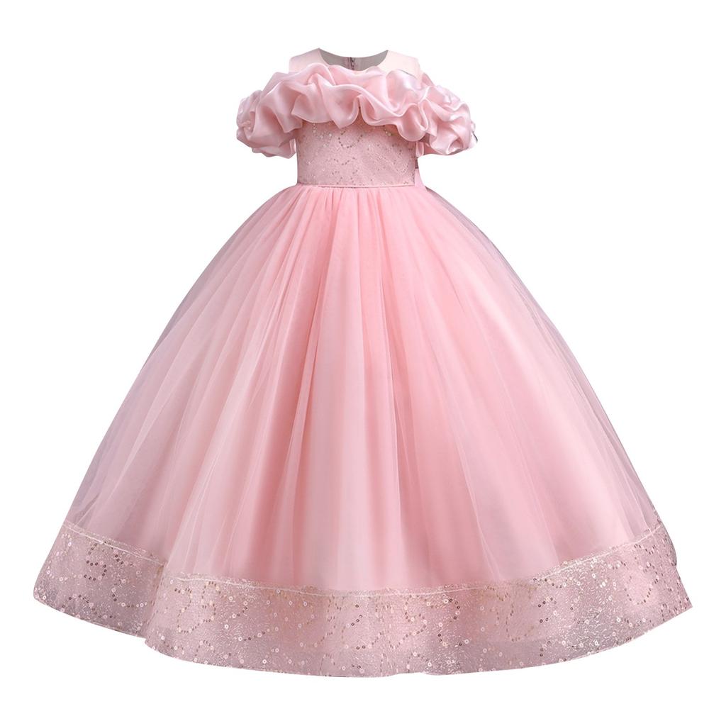 Детские платья, стильные платья принцесс, юбки с пайетками, костюмы для выступлений для детей среднего и старшего возрастаЮбки для девочек