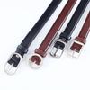 Color Solid Simple Oval Buckle Decoration Women Slim Waist Belt For Daily Use