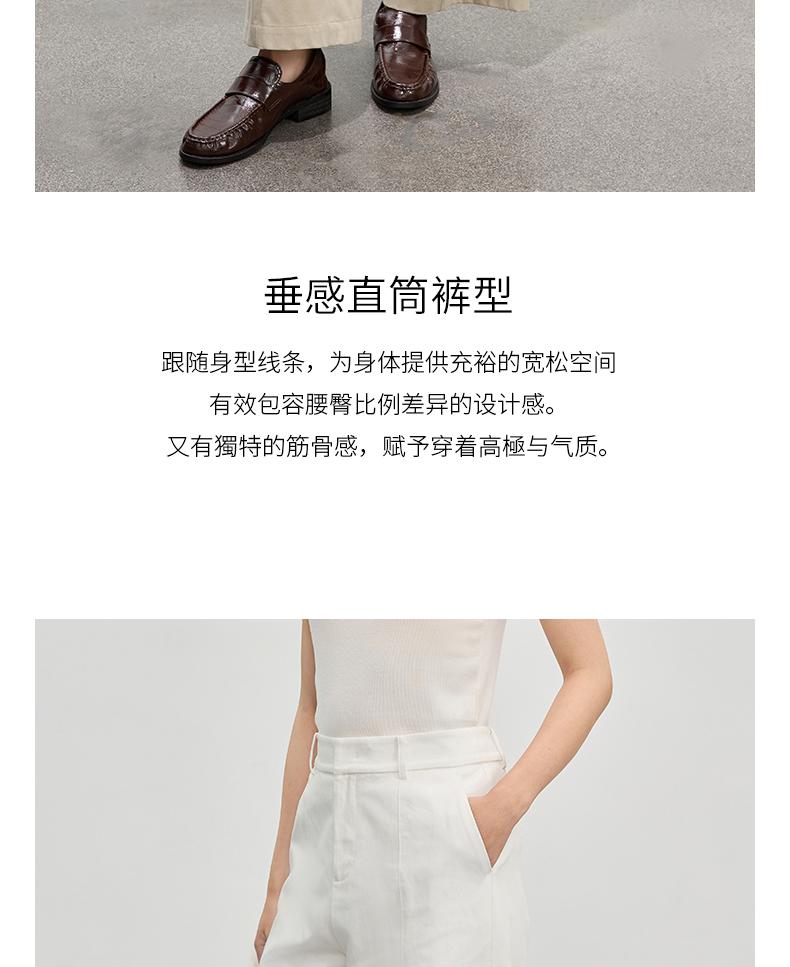 Qianwen loose straight leg pants 2026 spring new style simple and versatile hanging feeling, solid color cotton casual pants for women