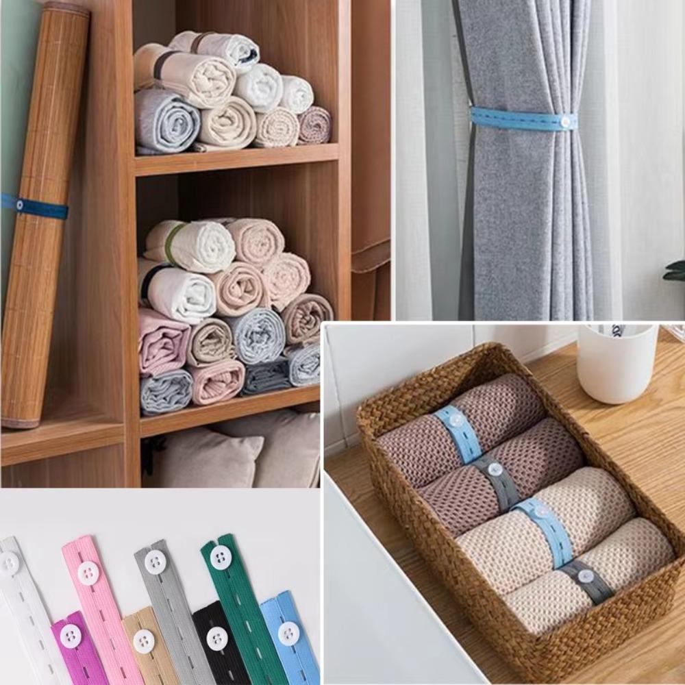 1/2/10/30Pcs Adjustable Closet Storage Strap Roll-up Clothing Fixing Belt Closet Organization