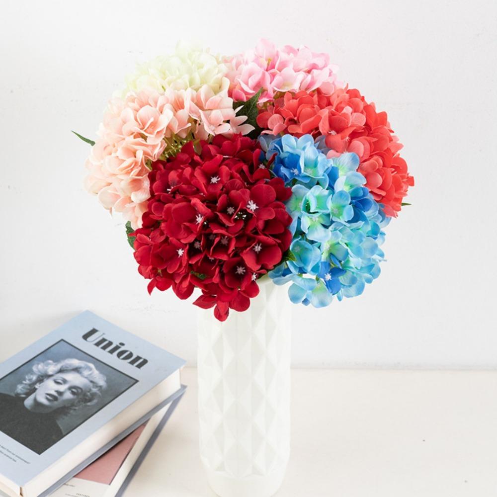6pcs Fake Flowers Artificial Hydrangea Flowers Stems 47cm Real Touch Hydrangeas for Home Table Centerpieces Wedding Party Decoration