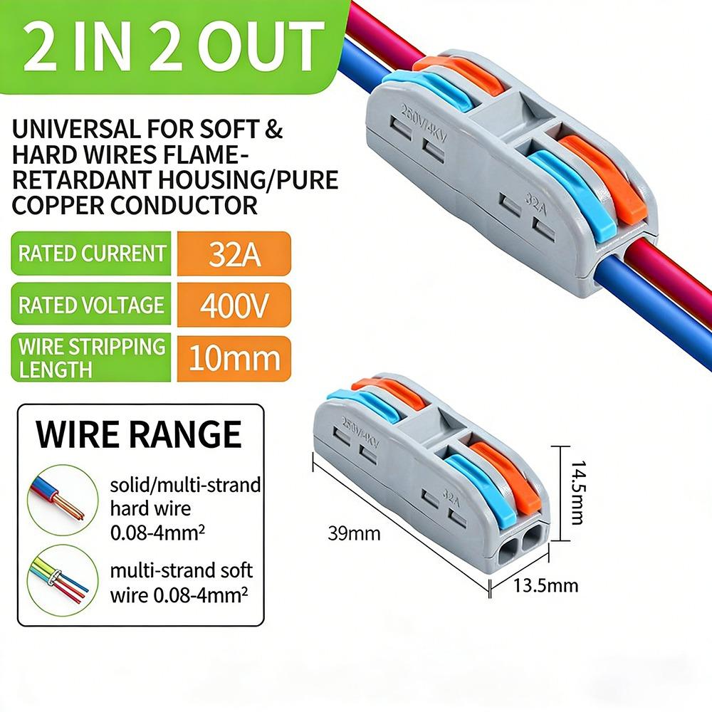 Push-in Quick Wire Connectors Compact Splicing Wiring Cable Connection New Wiring Connector