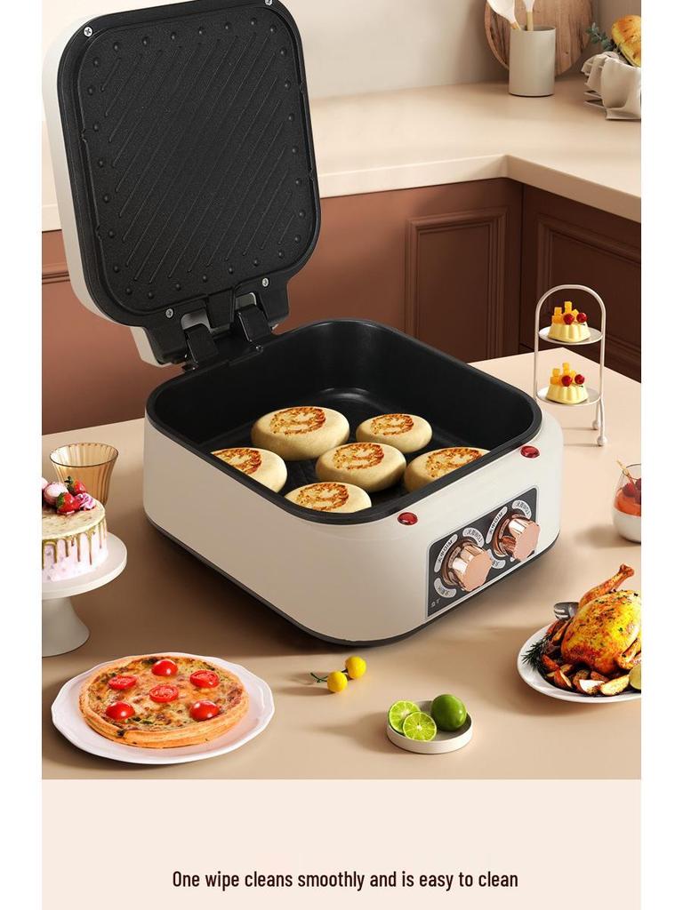 New Model Multi-Functional Electric Pancake Maker: Double-Sided Heating Crepe Maker and Frying Pan with Deepened Enlarged Baking Surface.