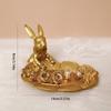 Small Bunny Statue Decor Jewelry Tray, Cute & Retro Golden Ornament Easter Rabbit Figurine for Accessories, Boutiques Display,Night Stand Home Décor