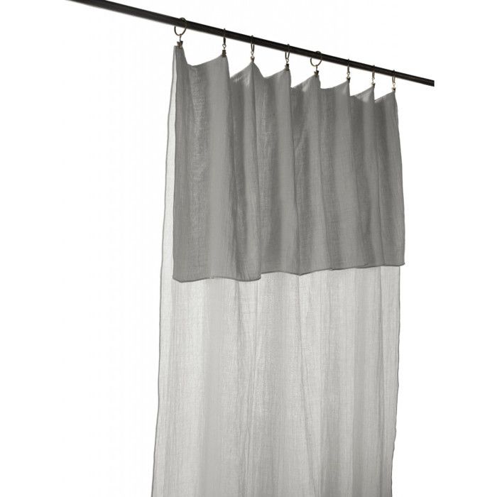 Lot de 2 rideaux ajustable + 8 anneaux pince "Gaîa" 140 x 300 cm "Gaze de Coton" - Gaïa Nuage