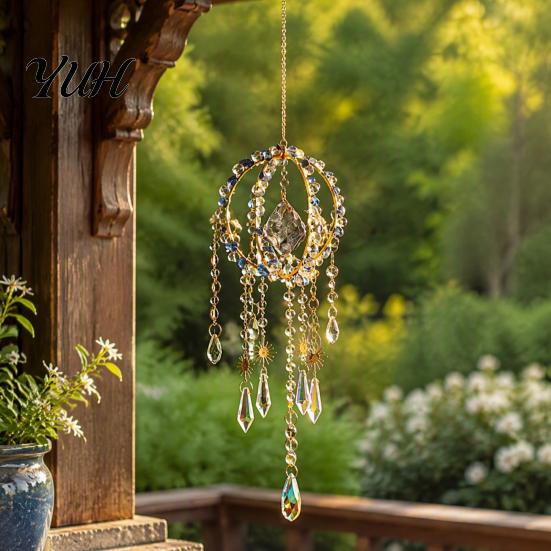 Stylish Home Accents Crystal Suncatcher Hanging, Ball Prism Rainbow Maker Pendant Hanging Ornament for Garden Patio Backyard Car Indoor Outdoor Decor