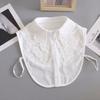White Chiffon Fake Collars Woman Vintage Half Shirt False Collar Woman Embroidery Detachable Lapel Collar Faux Col Accessories