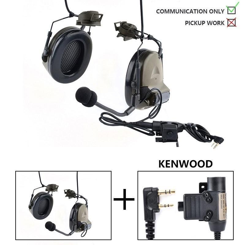 Тактическая гарнитура WADSN Comtac II для охоты C2, наушники для стрельбы с Kenwood U94 PTT, адаптер для шлема, мягкие наушники