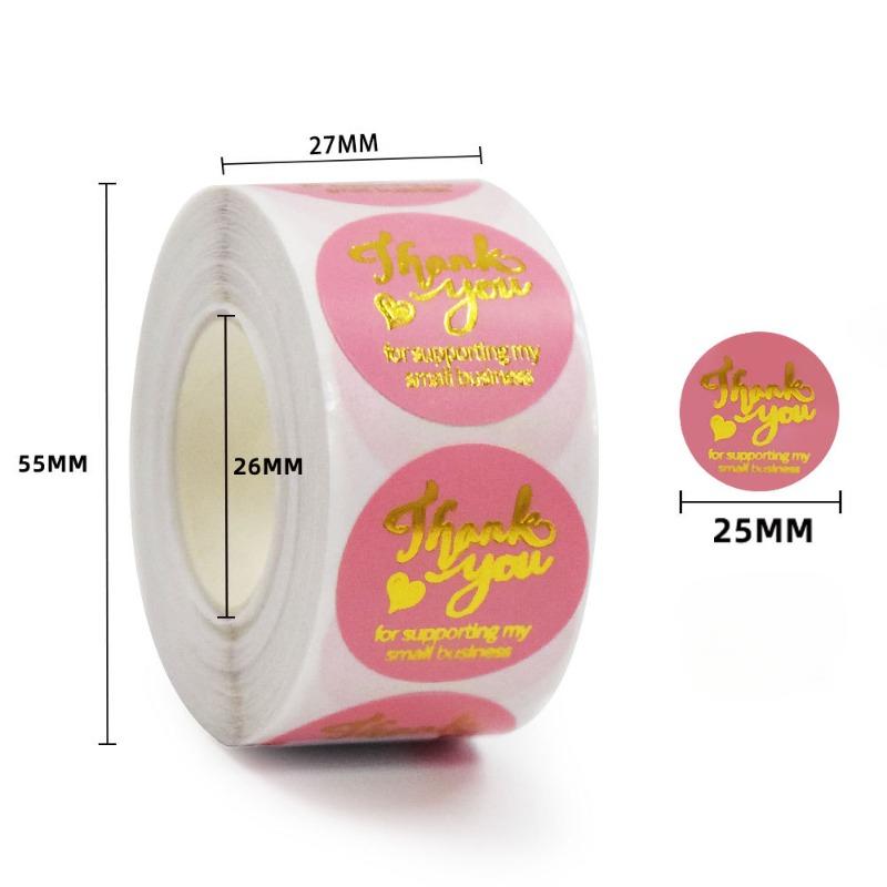 500 Наклеек/рулон Наклеек «Спасибо» из золотой фольги Коробки для подарочных карт Украшение для упаковки на вечеринку Упаковка для выпечки