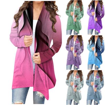 Женский кардиган с длинными рукавами и принтом спереди, легкая куртка с принтом