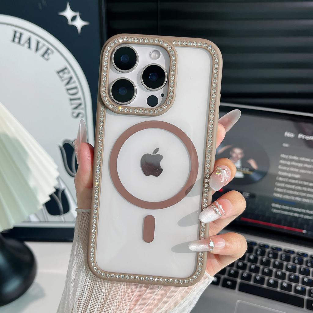 Чехол для мобильного телефона Apple 16 ProMax Flash Drill Подходит для IPhone 15 Прозрачный Страз 17 Магнитный Твердый Чехол из ПК Чехол для защиты