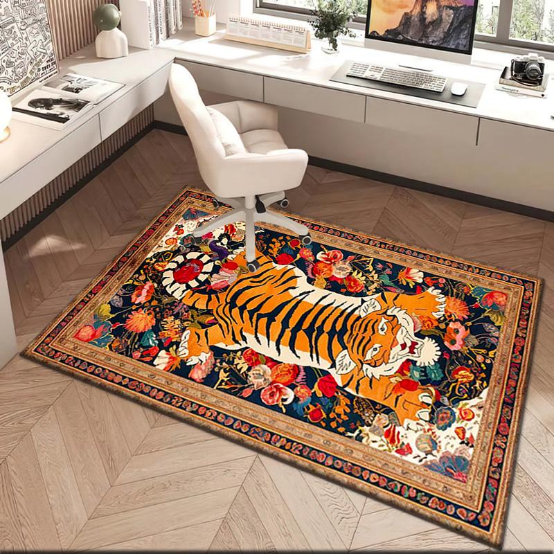 1pc Medieval leopards, tigers, and lions Carpet Rug for Living Room Bedroom Home Sofa Decoration,Kids play Non-slip Floor Mat