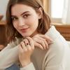 Регулируемое кольцо с тремя камнями – Красный фианит огранки «сердце» – Стерлинговое серебро 925 пробы