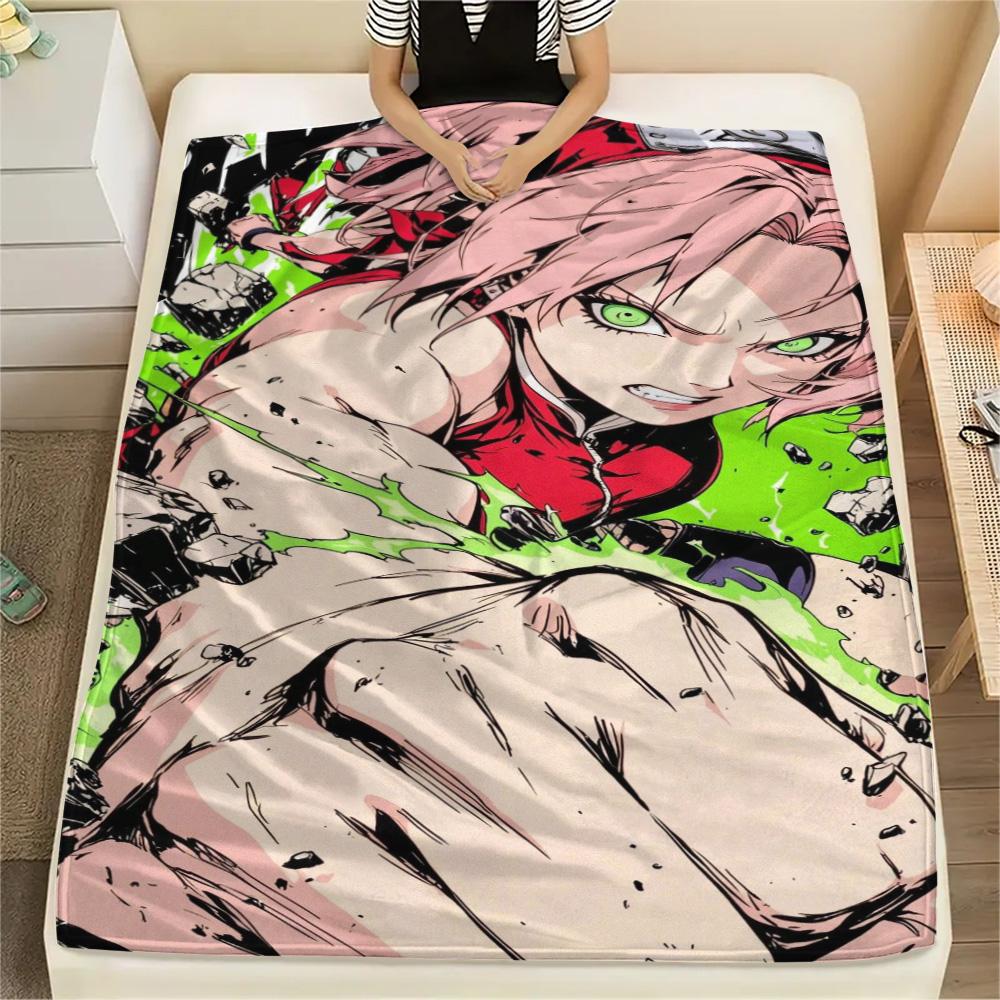 Sakura Haruno Warm Daily Necessity Flannel Blanket, Stylish Printed Cover for Bedroom, Sofa, Bed and Short Trip.-TING